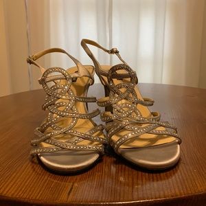 Alex Marie Silver Grey Jeweled Heels